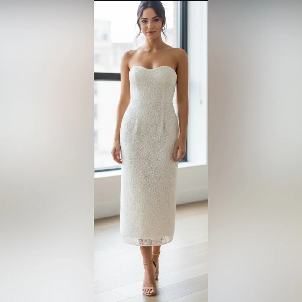 NWTLulu's White Strapless Midi Dress